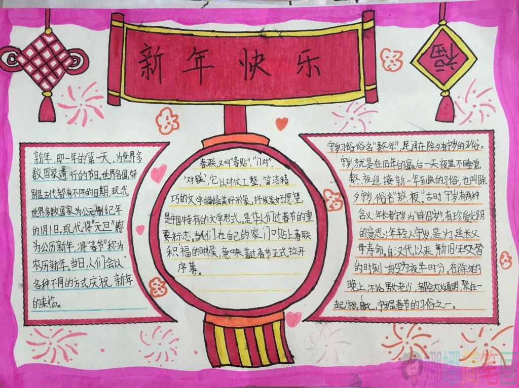 2021新年快乐手抄报,春节快乐手抄报图片