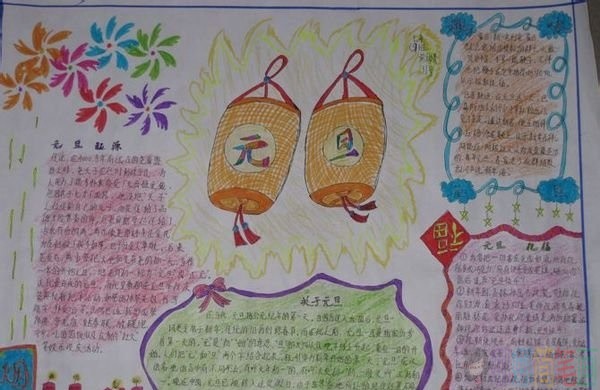 元旦节少儿手抄报,关于元旦节的小报图片