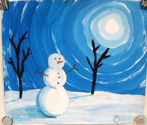 冰雪主题儿童画图片,冬季冰雪儿童画
