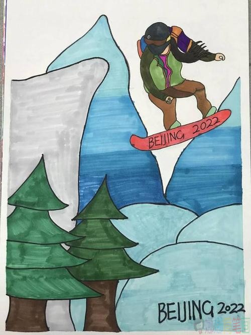冰雪主题绘画,冰雪冬季儿童画