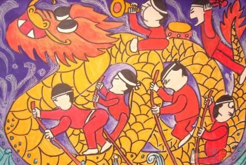 春节儿童画,过年了儿童画图片