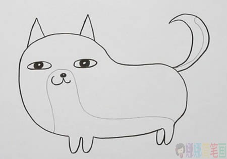 柴犬简笔画,秋田犬简笔画画法