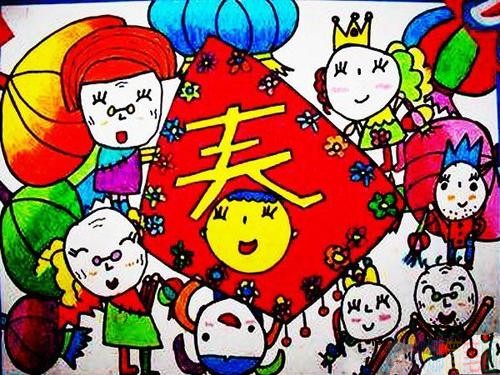 关于2021新年春节的儿童画图片