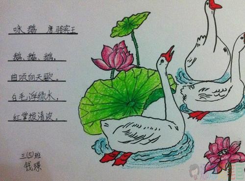 咏鹅古诗配画,咏鹅古诗儿童绘画