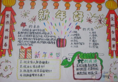 新年快乐手抄报,新年新春手抄报
