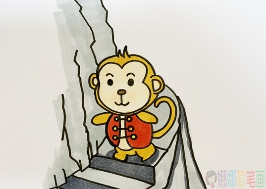 小猴子下山简笔画,简单好画的小猴子简笔画
