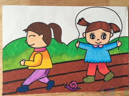 锻炼身体抵抗疾病儿童绘画