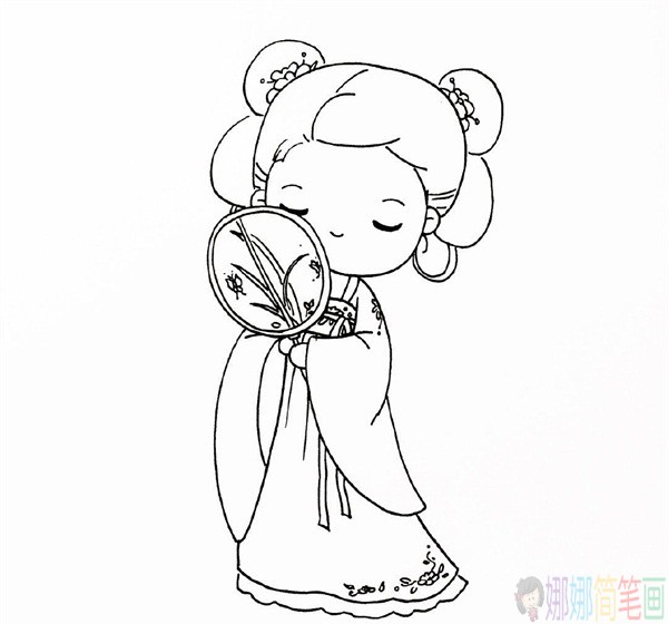 古代风少女简笔绘画教程