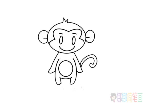 小猴子简笔画画法,猴子儿童画