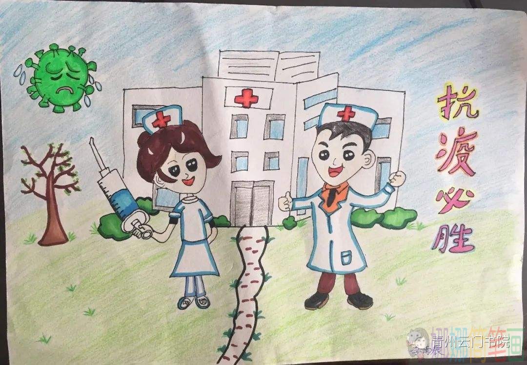 预防新冠肺炎保护自我儿童画