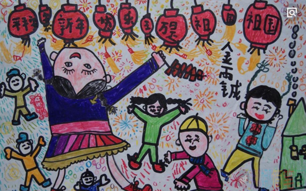 二年级元旦节绘画,元旦节少儿画画图片