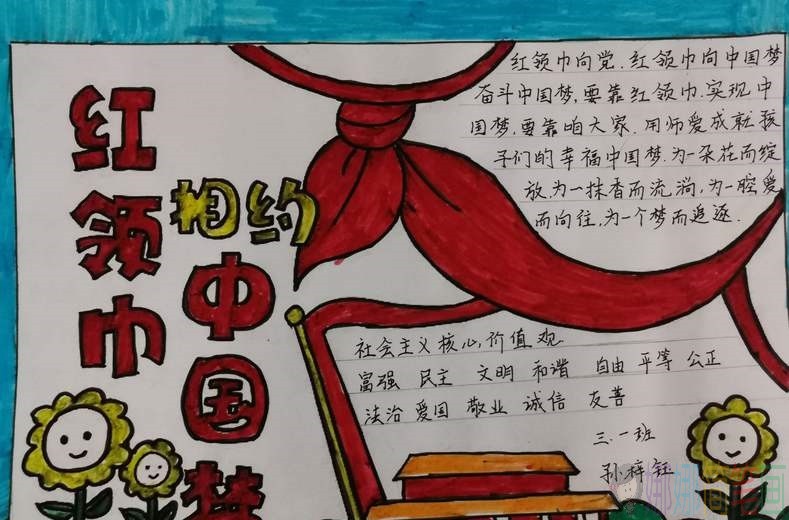 红领巾相约2035绘画,红领巾相约中国梦图画