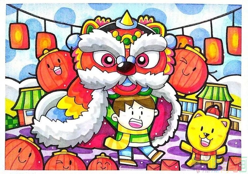 元旦节青少年绘画作品图片
