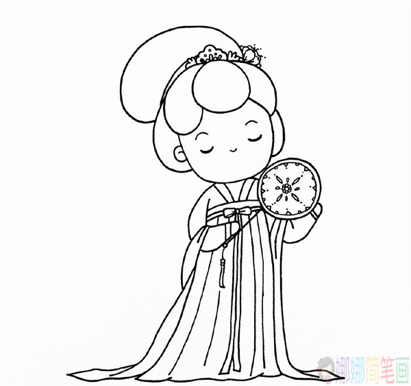 唐风美人简笔画,古代女性简笔画画法