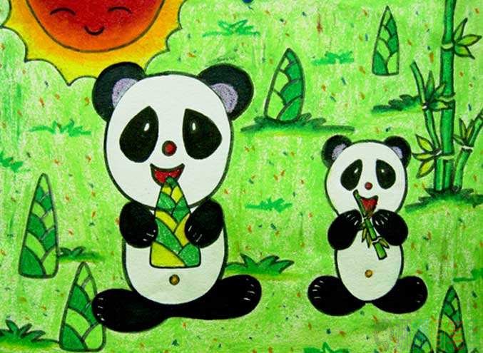 熊猫儿童画图片,大熊猫图画