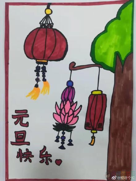 简单好看庆元旦儿童画大全
