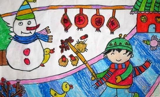 元旦节少儿绘画作品图片