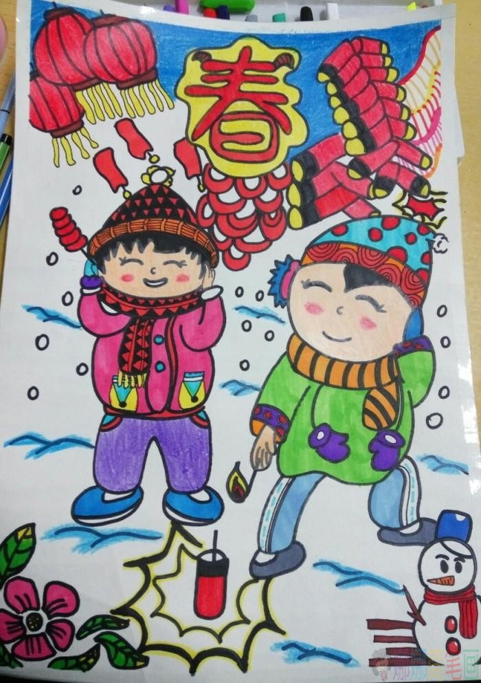 春节儿童画图片大全