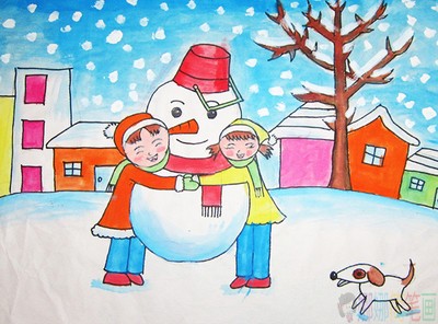 冰雪主题儿童画图片,冬季冰雪儿童画