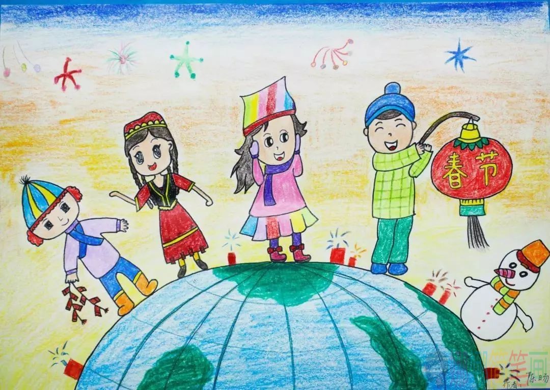 元旦节幼儿画画图片,好看好画的元旦节绘画