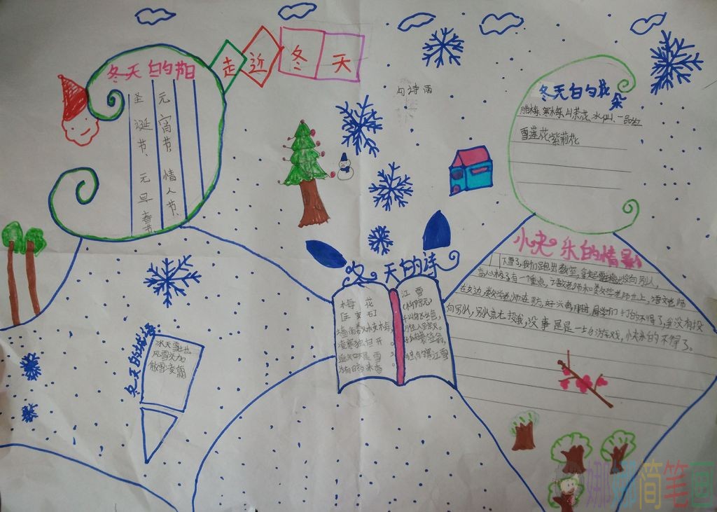 关于冬天的手抄报,冬天下雪啦手抄报