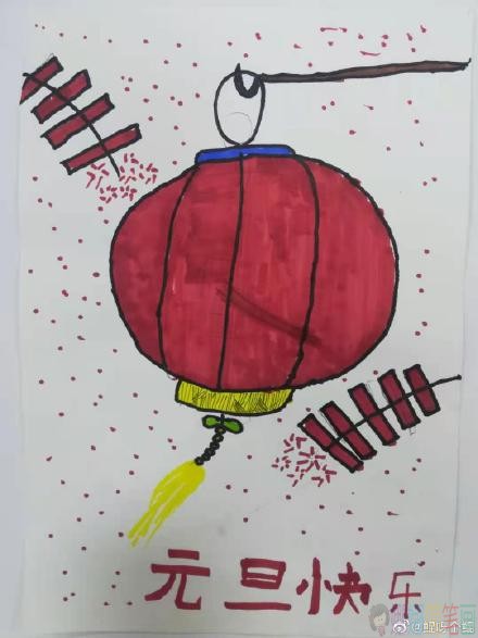 适合小朋友画的元旦节绘画