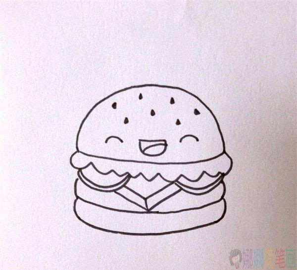 汉堡包简笔画,汉堡儿童画怎么画