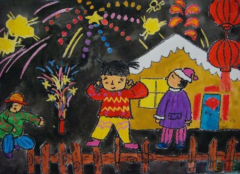 元旦节幼儿画画图片,好看好画的元旦节绘画