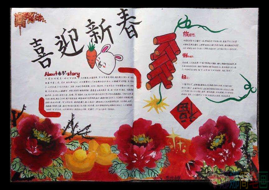 牛年春节手抄报图片
