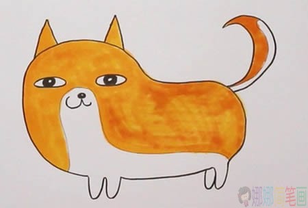 柴犬简笔画,秋田犬简笔画画法