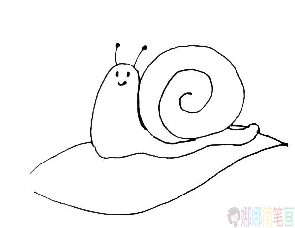 叶子上的蜗牛简笔画,蜗牛儿童简笔画