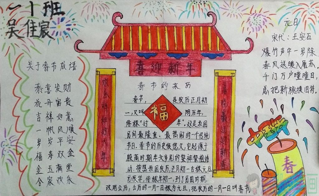2021牛年春节手抄报,春节习俗手抄报图片