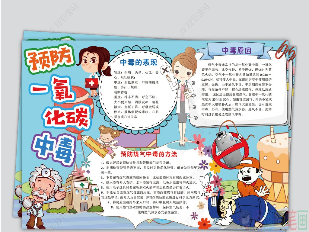 预防一氧化碳中毒手抄报
