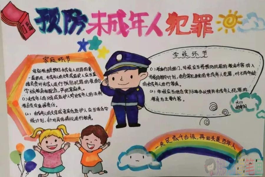 与法同行预防未成人犯罪手抄报