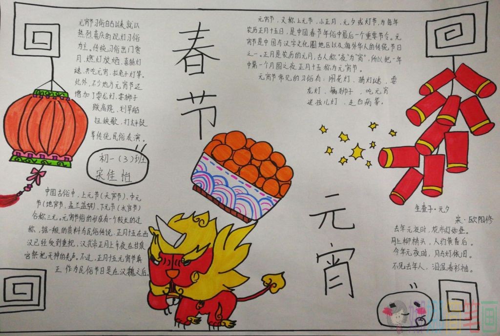 简单好画新年手抄报图片