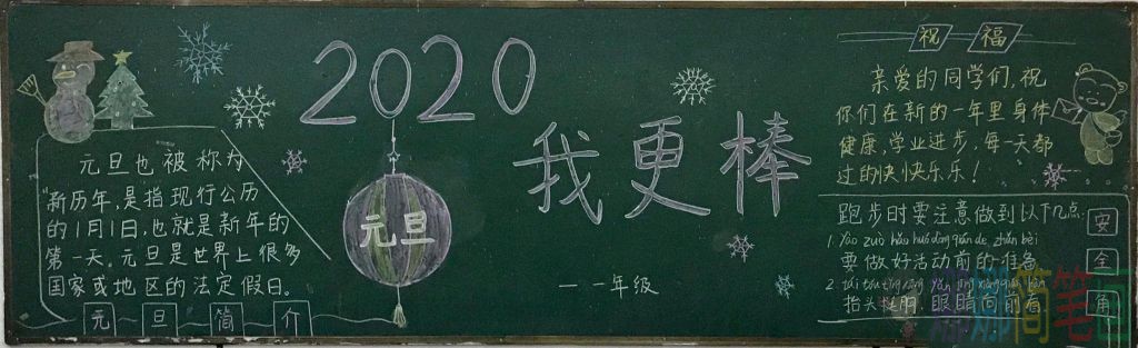简单好画的元旦节黑板报