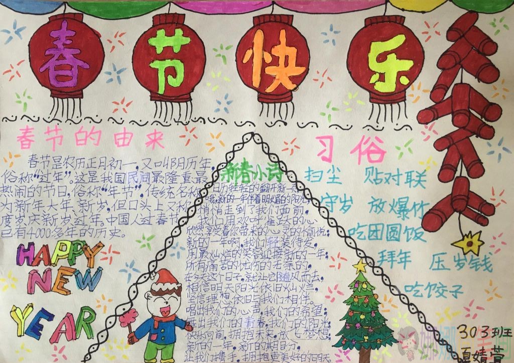 2021新年快乐手抄报,春节快乐手抄报图片