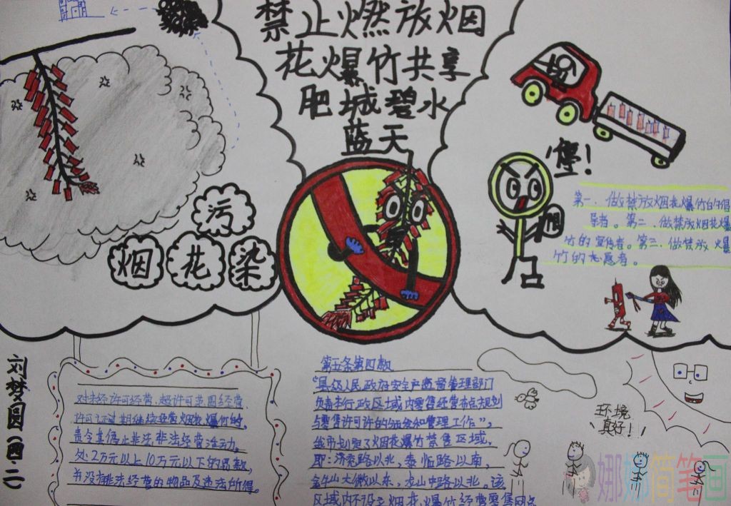 严禁燃放烟花爆竹手抄报模板图片