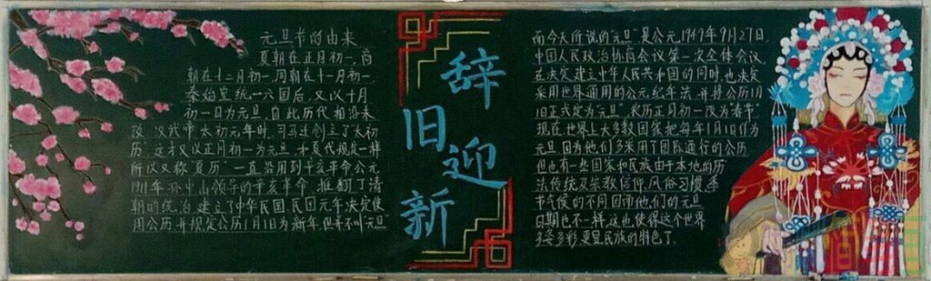 精美漂亮的元旦节黑板报模板
