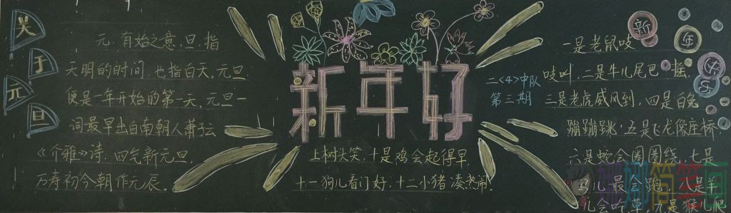 新年黑板报,关于元旦节主题黑板报