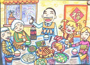 春节儿童画,过年了儿童画图片