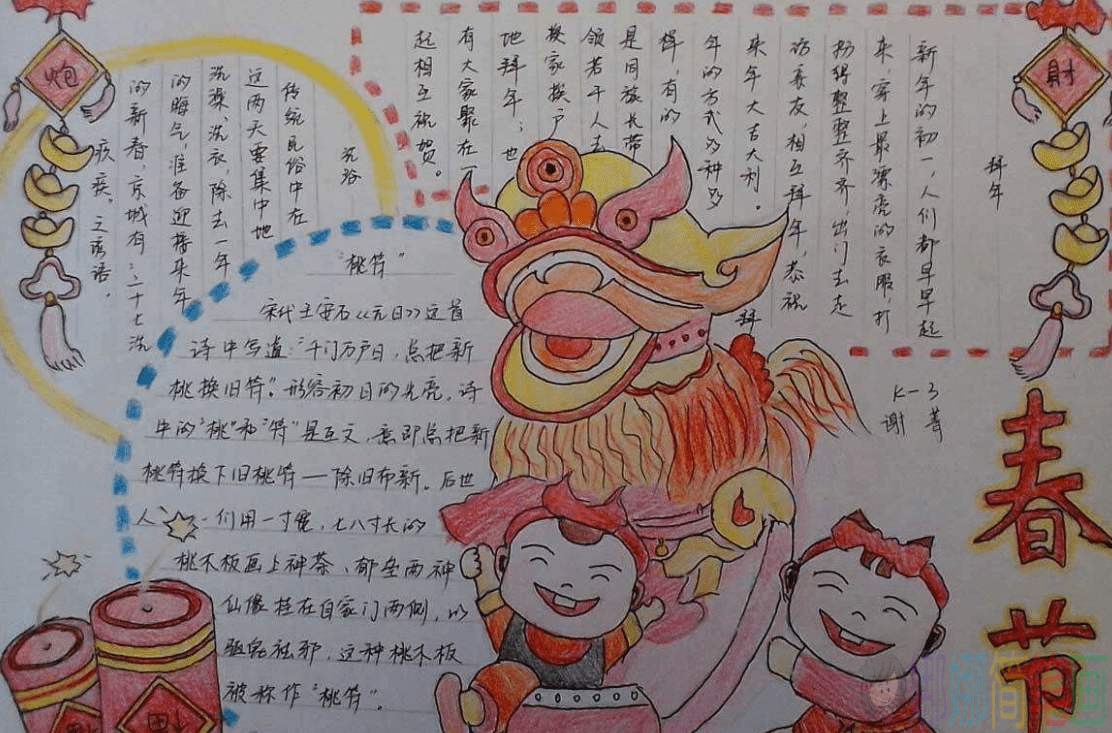 新年快乐手抄报,新年新春手抄报