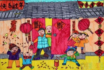 春节儿童画,过年了儿童画图片