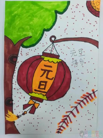 简单好看庆元旦儿童画大全