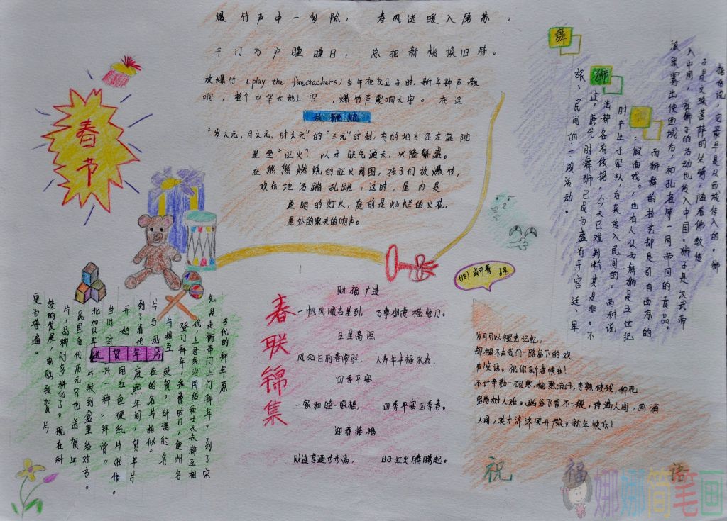 春节来历手抄报,关于春节的手抄报