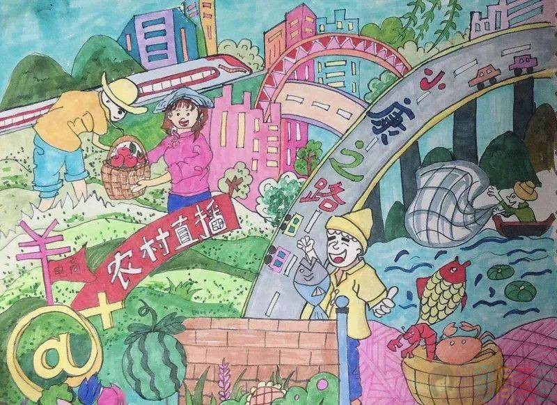 脱贫攻坚共建小康儿童画图片