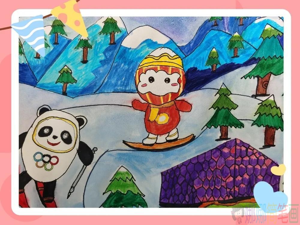 冬奥会主题绘画,冬季奥运会儿童画