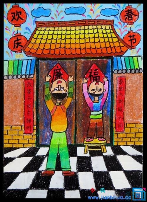 关于春节的少儿绘画作品
