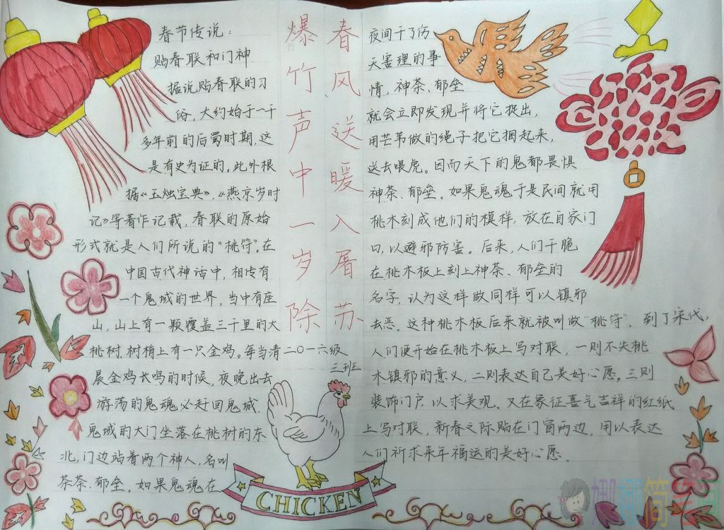 简单好画的春节手抄报图片