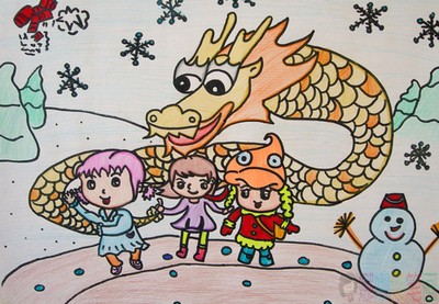 儿童画新年,牛年新年儿童画图片